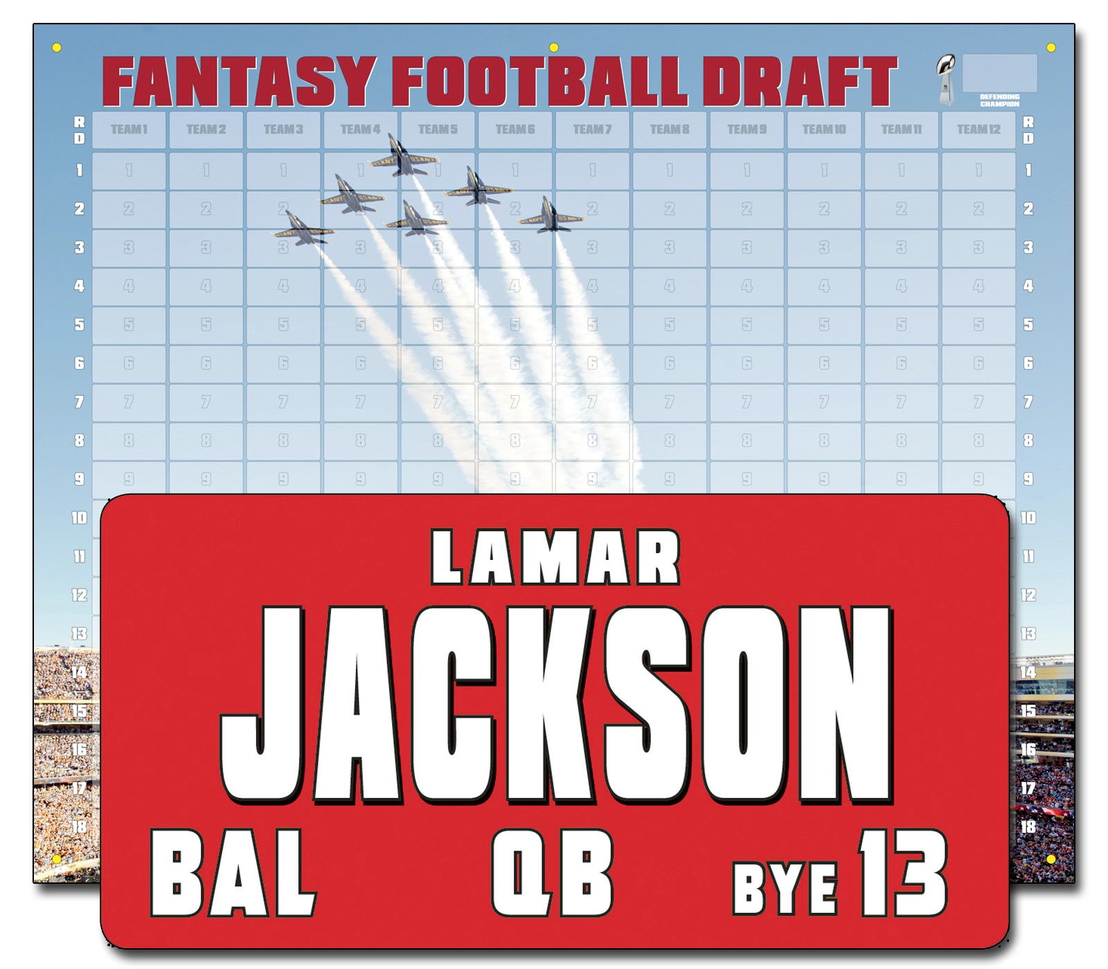 Fantasy Football Draft Board Kit 2023 - HUGE Board and BIG Stickers 