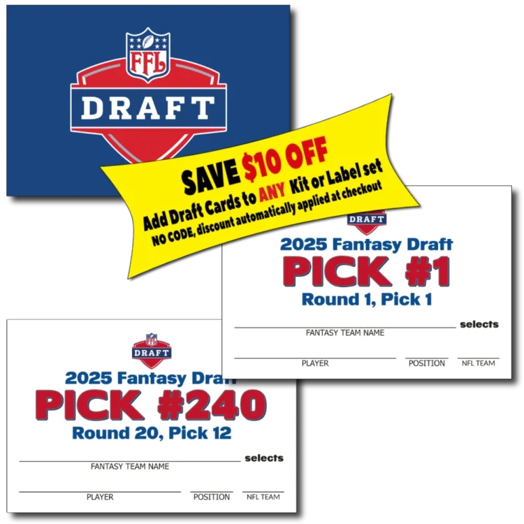 Fantasy Football DRAFT PICK CARDS - Choice of teams/rounds