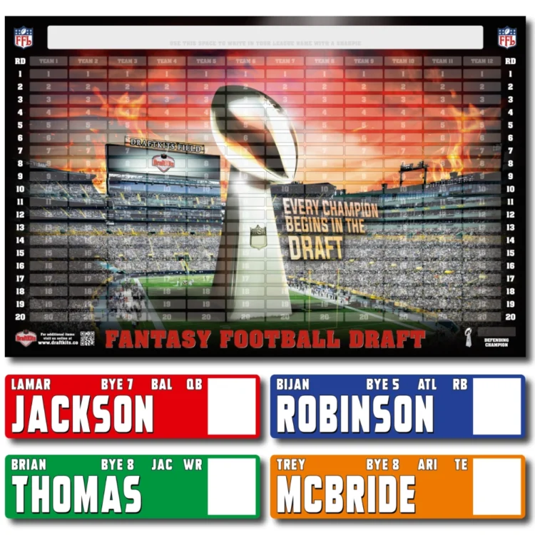 LARGE AUCTION Fantasy Football Draft Board Kit - FIELD Design