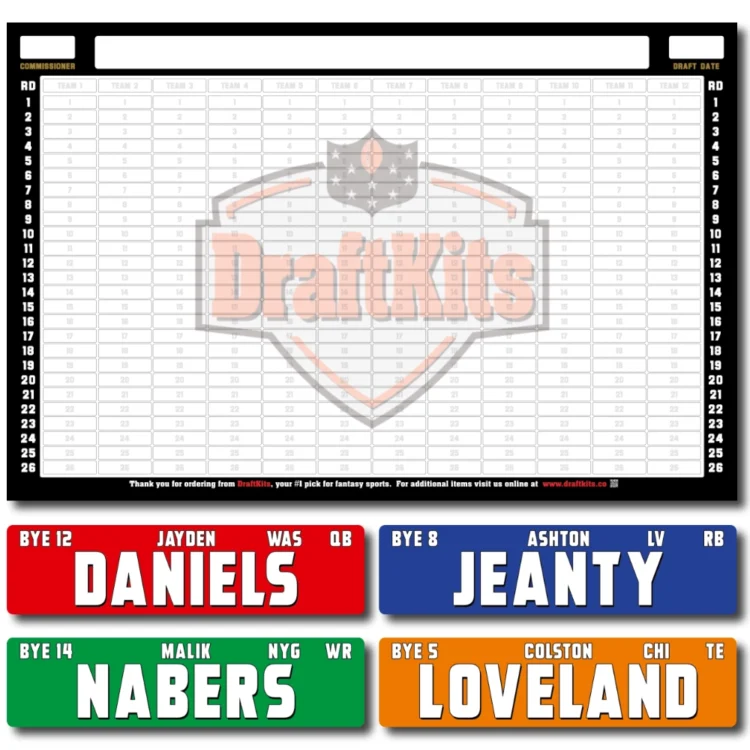 LARGE COLOR Fantasy Football Draft Board Kit - DraftKits
