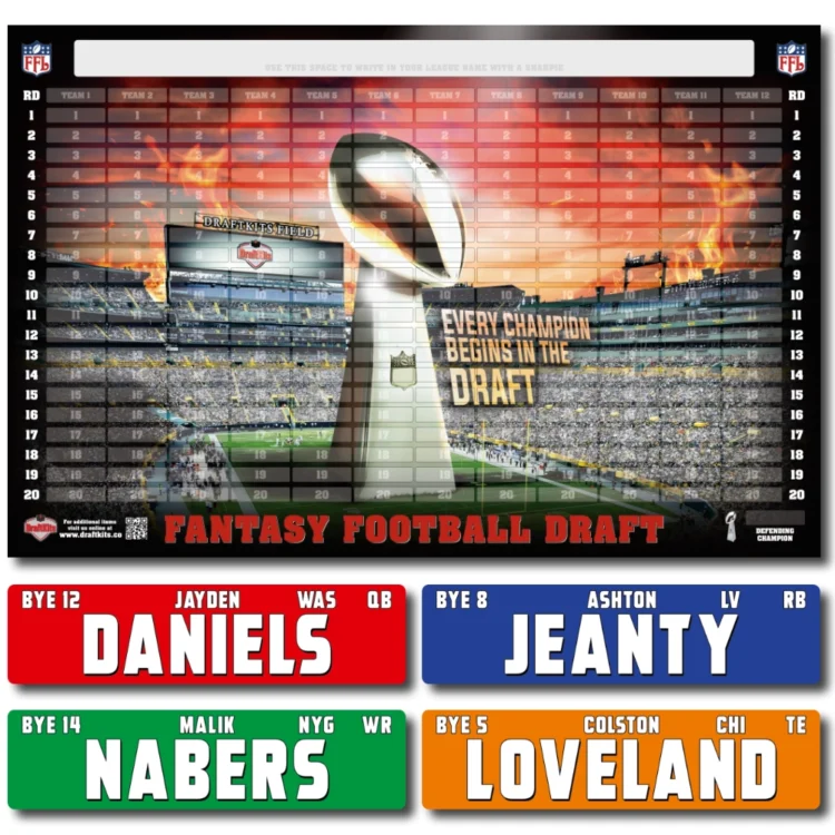 LARGE COLOR Fantasy Football Draft Board Kit - FIELD Design