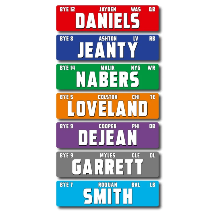 LARGE COLOR Fantasy Football - PLAYER STICKERS ONLY