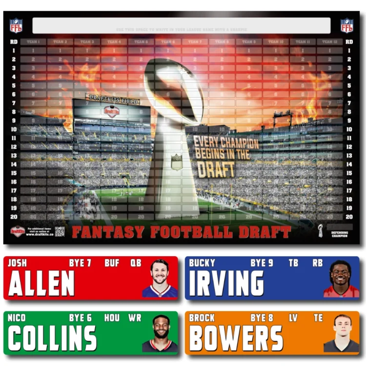 LARGE IMAGE Fantasy Football Draft Board Kit - FIELD Design