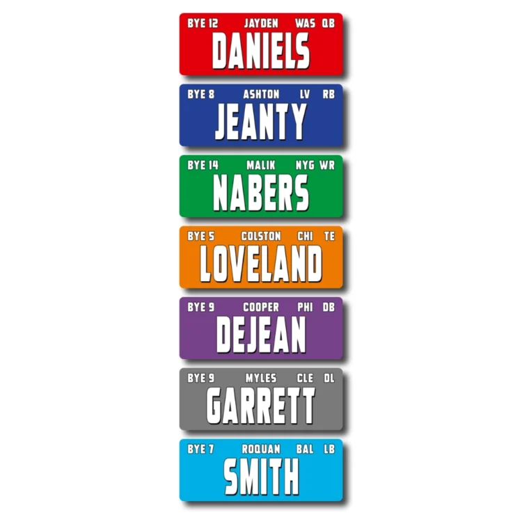 MEDIUM COLOR Fantasy Football - PLAYER STICKERS ONLY