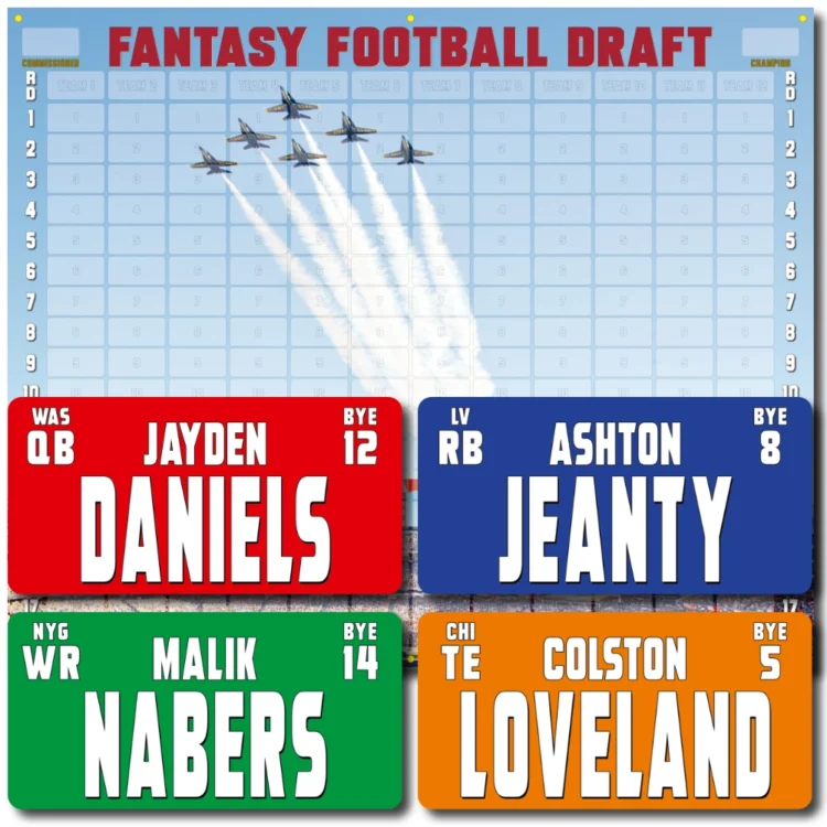 X-LARGE COLOR Fantasy Football Draft Board Kit - REUSABLE