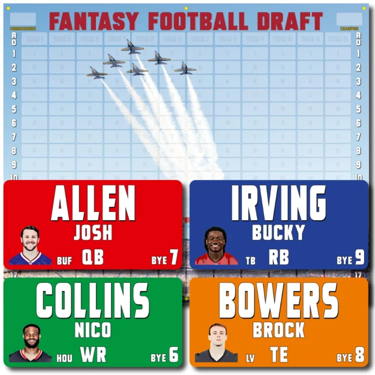 X-LARGE IMAGE Fantasy Football Draft Board Kit - REUSABLE