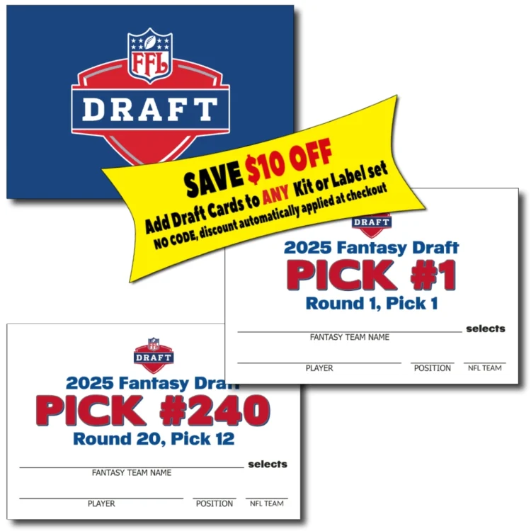 Fantasy Football DRAFT PICK CARDS - Choice of teams/rounds