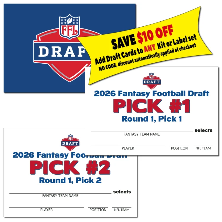 Fantasy Football DRAFT PICK CARDS - Choice of teams/rounds