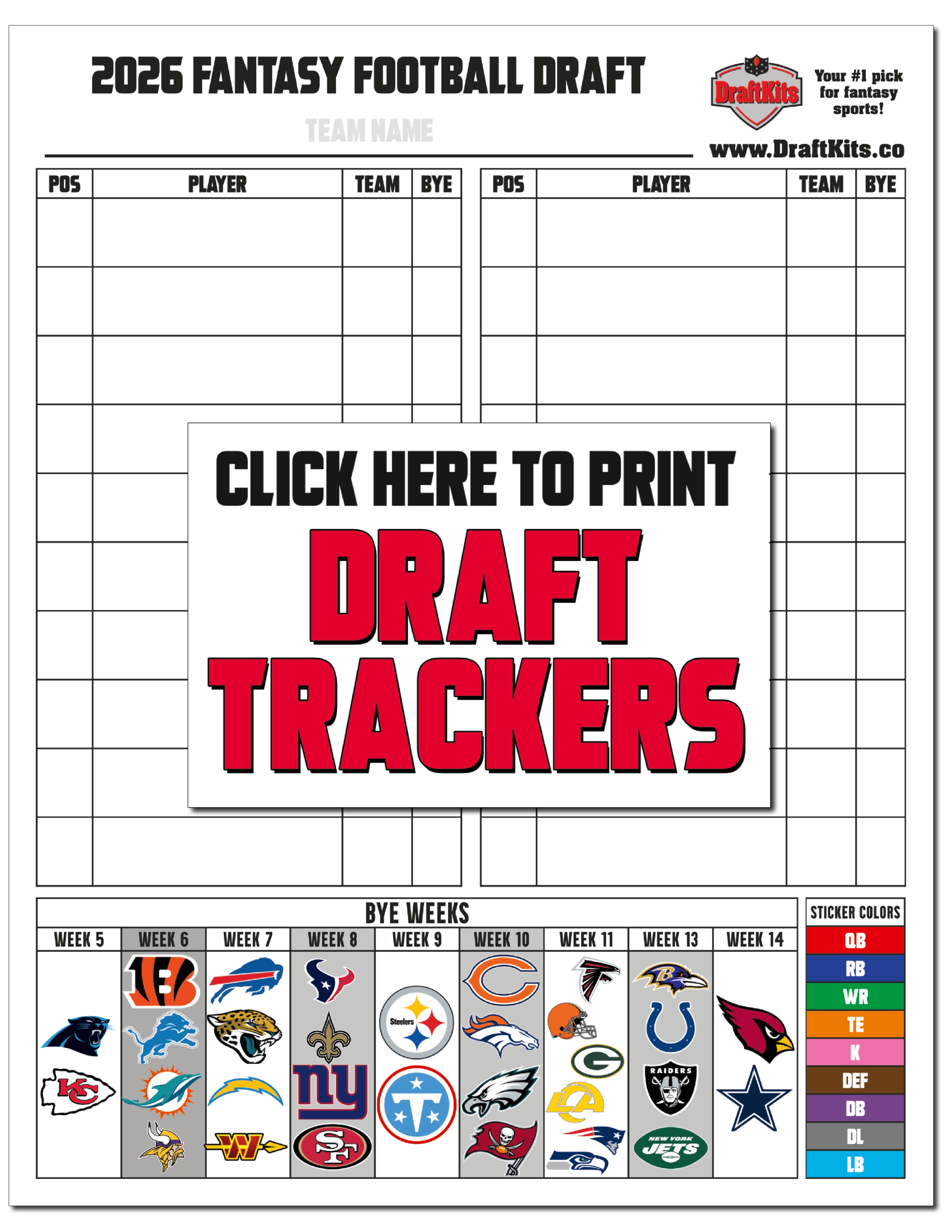 Draft trackers to keep tabs on who you have drafted