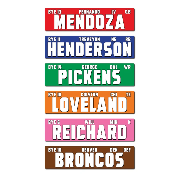 Fantasy Football Draft - NEW for 2026 - LARGE COLOR - STICKERS ONLY