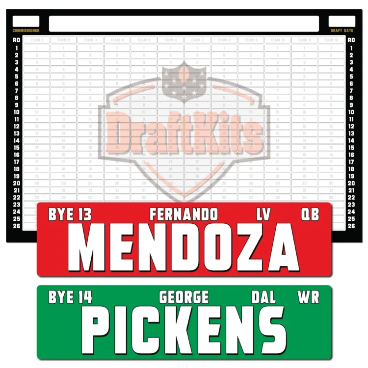 Fantasy Football Draft Board Kit - NEW for 2026 - LARGE COLOR - DraftKits