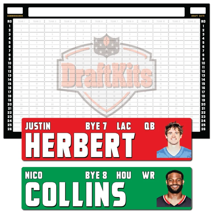 Fantasy Football Draft Board Kit - NEW for 2026 - LARGE IMAGE - DraftKits