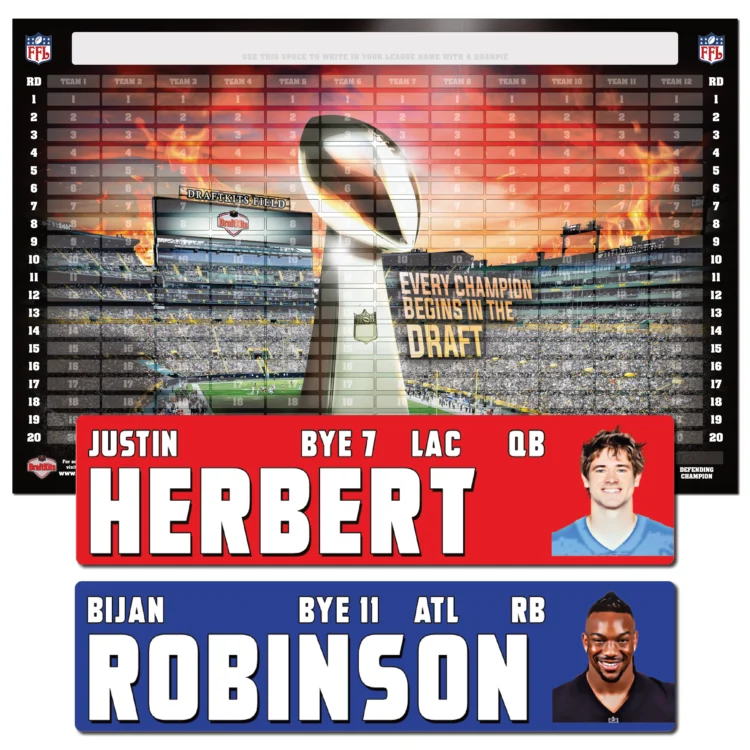 Fantasy Football Draft Board Kit - NEW for 2026 - LARGE IMAGE - Field