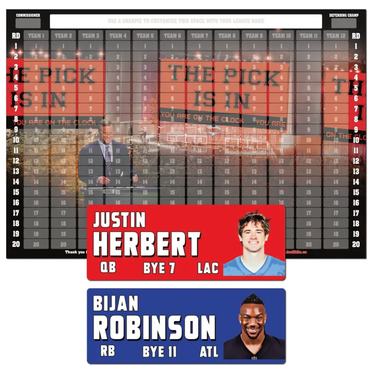 Fantasy Football Draft Board Kit - NEW for 2026 - MEDIUM IMAGE - DRAFT