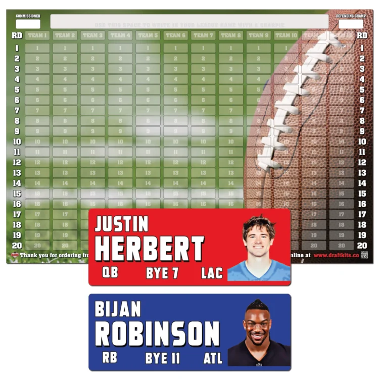 Fantasy Football Draft Board Kit - NEW for 2026 - MEDIUM IMAGE - Football