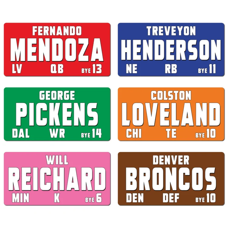 Fantasy Football Draft - NEW for 2026 - X-LARGE COLOR - STICKERS ONLY